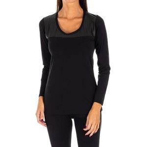 Db750 женская уличная футболка с круглым вырезом и длинными рукавами Rossoporpora, черный