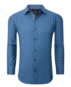 Мужская джинсовая рубашка на пуговицах с четырехсторонним растяжением Tom Baine, синий