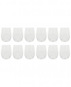 Набор из 12 универсальных бокалов/стаканов Bellini Glass без ножки для красного, белого вина, воды и других напитков Gibson Home, прозрачный