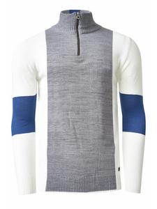 Rusty Neal Тонкий вязаный свитер с цветовыми блоками и воротником-стойкой, серого цвета