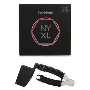 Струны для бас-гитары D'Addario NYXL45100 с никелевым покрытием - .045-.100, обычная легкая натяжка, длинная дека, с ключом для струн