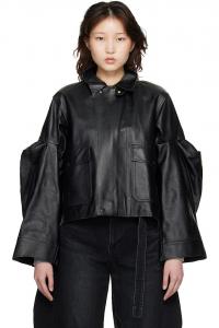 Кожаная куртка-блузон Sacai, черный