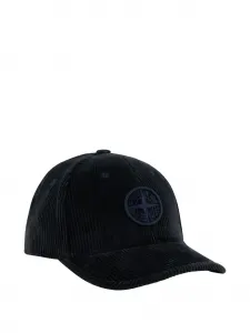 Бейсболка из вельвета с вышитым логотипом Stone Island Junior, синий