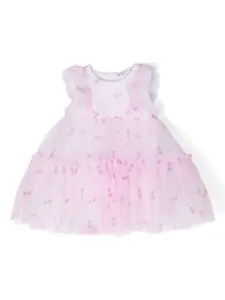 Платье с оборками и принтом Monnalisa, розовый