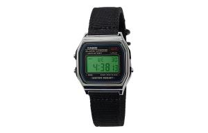 CASIO Мужские часы Retrofit Series с кварцевым механизмом и нейлоновым ремешком, черный циферблат