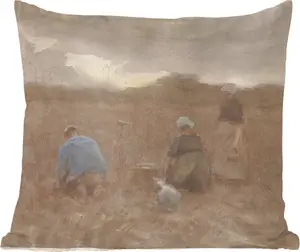 Декоративная подушка , подушка для дивана, декоративная подушка для гостиной, 40x40 см, Картофелеуборочные комбайны - картина Антона Мауве - фотоподушка - украшение для спальни MuchoWow