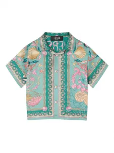 Рубашка Underwater Barocco с короткими рукавами Versace Kids, зеленый