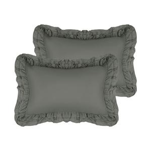 Наволочки с тройными рюшами, набор из 2 наволочек, наволочки с застежкой-конвертом Unique Bargains, серый