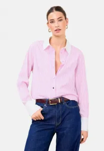 Полосатая поплиновая блузка на пуговицах Lipsy, Pink Stripe White Collar