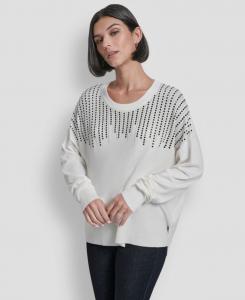 Женский свитер с длинными рукавами и бахромой Hotfix DKNY, Ivory