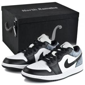 Jordan Кроссовки Air 1 Low Top Vintage баскетбольные женские черно-белые Black-Misty Ice в подарочной коробке премиум-класса, цвет Black-Misty Ice-High-End Gift Box 4