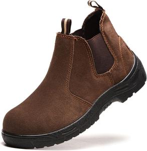 Кроссовки с стальным носком для мужчин и женщин, легкие, дышащие, защитные ботинки, промышленная строительная обувь (Цвет: коричневый, Размер: 8,5 US) Hisxus