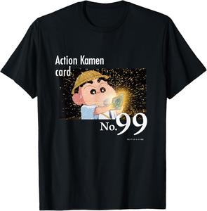 Футболка с изображением персонажа Crayon Shin-chan Action Kamen Card No.99 из фильма, черная Crayon Shinchan