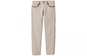 Брюки из холста с кожаной отделкой MIU MIU, Умбра