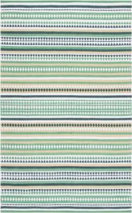 Ковер SAFAVIEH, 244 x 305 см, - коллекция Montauk - большой - Green & Ivory, ручной работы из хлопка, богемный полосатый рисунок, идеально для гостиной, спальни, офиса, столовой (MTK451Y)