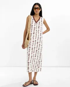 Миди-платье без рукавов в горошек Parfois, белый/бордовый