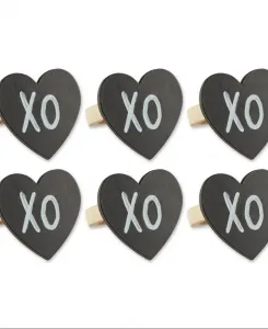 Набор из 6 колец для салфеток в форме сердечек и доски для рисования мелом Design Imports, Heart Chalkboard