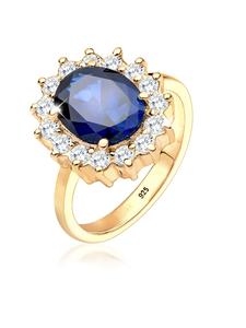 Elli Кольцо из серебра 925 пробы, коктейльное кольцо с золотым покрытием