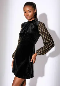 Коктейльное/Вечернее платье прямого кроя, мини-платье с пайетками и длинными рукавами Lipsy, Black