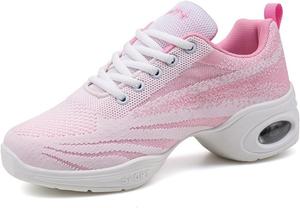 Туфли для джазового танца с разделенной подошвой, кроссовки с воздушной амортизацией и шнуровкой для профессиональных танцев и прогулок, легкие платформенные туфли, размер США 5-8 Generic, розовый