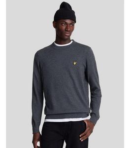 Мужской хлопковый свитер с круглым вырезом из мериносовой шерсти Lyle & Scott, Charcoal marl