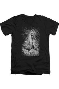 Футболка из хлопка премиум-класса с коротким рукавом и V-образным вырезом для взрослых с надписью «Corpse Bride Bird Dissolve» Gildan, черный