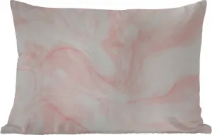 Подушка для улицы - мрамор - белый - розовый - пастельный - 50 x 30 см - водонепроницаемая - подушка для отдыха - подушка для дивана - украшение для гостиной MuchoWow