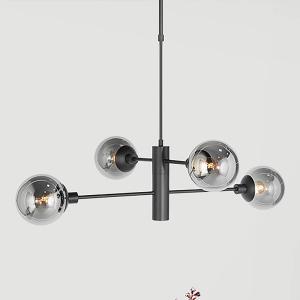 Подвесной светильник Steinhauer Constellation, алюминий / дымчатое стекло - 5 ламп - черный