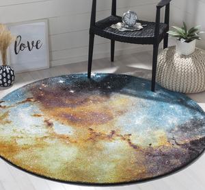 Ковер SAFAVIEH, 122 x 122 см, Galaxy Collection круглый оранжевый/мульти GAL109D абстрактный без ворса для гостиной, столовой, спальни, прихожей