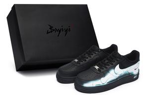 Nike Кроссовки Air Force 1 для скейтбординга унисекс низкие белые с бирюзовым и черно-бело-синим, цвет Black White Blue