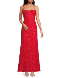 Платье Ila без бретелек с кружевом, расшитым пайетками Monique Lhuillier, цвет Crimson