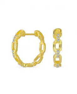 Элегантные круглые серьги-кольца с открытым звеном в виде скрепки с паве из кубического циркония, серебро 925 пробы, 0,75 дюйма Bling Jewelry, gold-tone