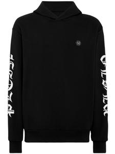 Philipp Plein толстовка с капюшоном Gothic Plein из хлопка, черный