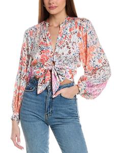 Топ Reiss Elle Meadow Print с завязкой, коралловый/белый