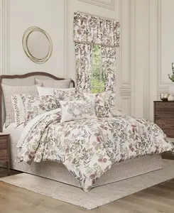 Комплект постельного белья из 4 предметов с изображением листьев розового дерева, размер queen Royal Court, rose