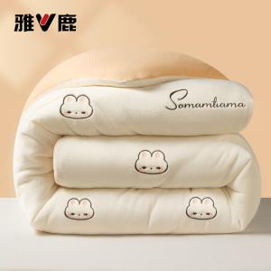 Yalu Пуховое одеяло 180х220 см, вес 3,25 кг, молочный бархат, утепленное, цвет Rabbit - Milkshake White + Light Beige