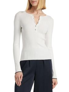 Хлопковая блузка-хенли с резинкой Vince, цвет Off White Deep Lake