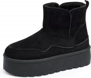 Женские мини-ботинки Alpine Swiss Tiana на платформе | Короткие ботинки с искусственным мехом | Теплые зимние ботильоны на носок | Легкая подошва с противоскользящим эффектом, Black