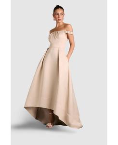 Женское длинное платье-трапеция в стиле Бардо, приталенное и расклешенное, с асимметричным подолом Coast, Champagne