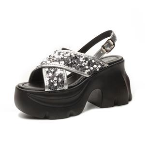 Сандалии с одним ремешком 9 см женские Shoe cabinet floral language, Silver