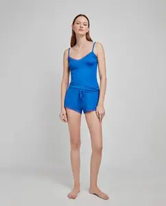 Шорты из гладкой ткани, регулируемые на талии Gisela, синий