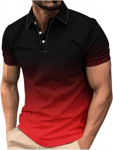 Мужская футболка Plus Size с градиентом, короткий рукав, поло