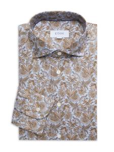 Рубашка облегающего кроя с принтом Eton, цвет Brown Blue