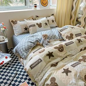 Yalu Комплект постельного белья из 4 предметов (пододеяльник 200х230 см) для кровати 2.0 м, цвет light luxury