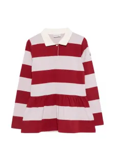 Платье в полоску с воротником поло Moncler Enfant, красный