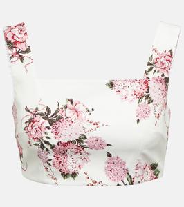 Укороченный топ из хлопка с цветочным принтом Джинни Emilia Wickstead, Pink Hydrangeas