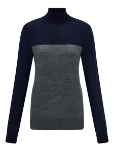 Свитер с высоким воротом и цветными блоками Ferragamo, синий