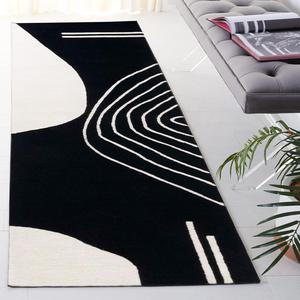 Ковер-дорожка SAFAVIEH, 69 x 244 см, Rodeo Drive Collection, Black & Ivory, ручной работы, мид-сенчури модерн, абстрактный, шерстяной, идеален для помещений с высокой проходимостью в гостиной, спальне (RD860Z)