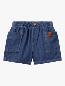 Детские шорты с карманами из хлопкового шамбре Benetton, Denim