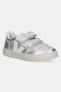 Детские кожаные кроссовки V-12 маленькие Veja, серебряный